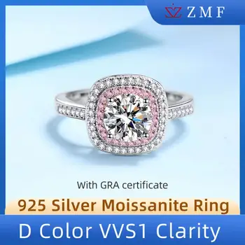 пръстен от сребро 925 проба, детско пръстен с отделяне на цветя от платина, розово злато, муассанит 1 карата, модерен пръстен с диамант