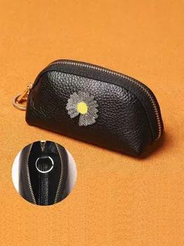 Качествен портфейл за ключове от изкуствена кожа-надеждно съхранение на ключове от колата и дома, реалистична окачване със златен декор и кристали