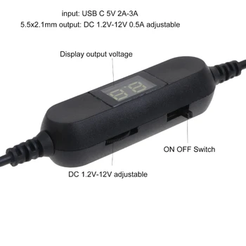 От 5 НА USB C до 5,5x2,1mm 2 3 4,5 6 В 9, В 12 и В захранващия Кабел, за регулиране на напрежението T3EB