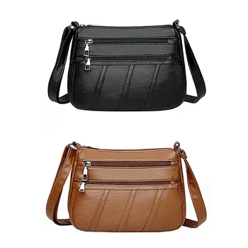 Дамска чанта за През рамото от Изкуствена Кожа, е Нова Модна Тенденция Однотонная чанта с ципове под Мишниците, Ежедневна чанта През рамо