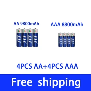 AAA + AA акумулаторна батерия алкална батерия AA от 1,5 9800 ма - 1,5 ААА 8800 mah, фенерче, играчка часовници, MP3 плейър, безплатна доставка