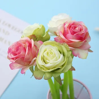 2 бр., гел писалка с хубави цветя, рози, канцеларски материали, креативна, мила, скъпа мека дръжка