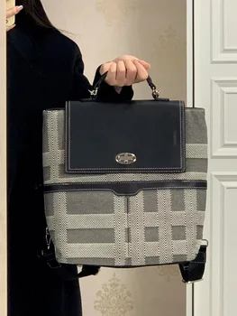 Нова нишевая клетчатая чанта през рамо голям капацитет, с диагонал на екрана