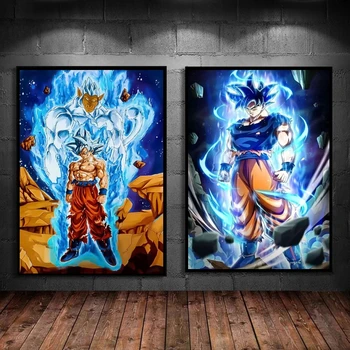 Плакати На платно Super Blue Goku HD Print Артистични Щампи Детски Фигурки за Декорация на Стените Модерен Дом Декоративни Куадро най-Добрият Подарък