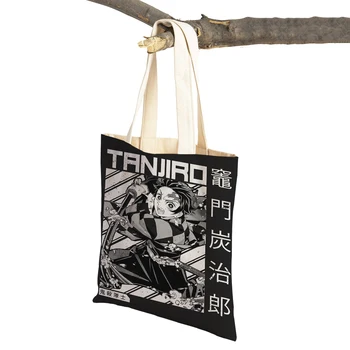 Demon Slayer Дамски Пазарска Чанта С Двоен Принтом за Еднократна Употреба Ежедневни Японската Класическа Чанта От Аниме Филма На рамото На Лейди Shopper Bag