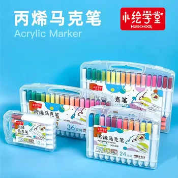 Комплект акрилни маркери 12 цвята 24 цвят на 36 цвята 48 цвята Четка Дръжка за графити със Собствените си ръце Инструменти за чертане Комплект за рисуване Кутия