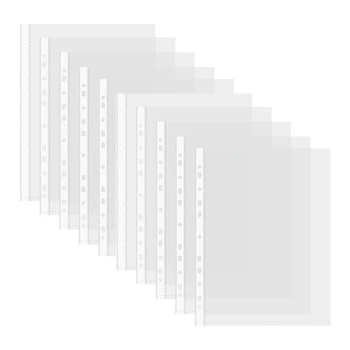 200ШТ Многоцелеви файл с формат А4 с 11 дупки, клапа, Прозрачен лист, на страницата на документа, с Перфорирана джоб, папка, Протектор за файлове Хартия Здрава