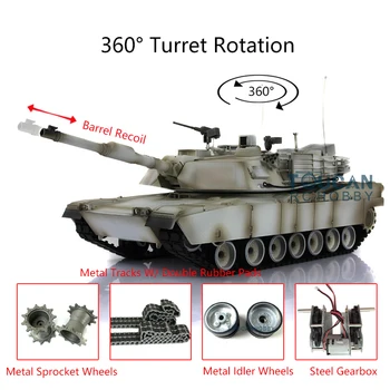 1/16 Heng Long Abrams RC Remoted Tank 3918 Snow 7.0 360 Кула на Въздействие на Цевта-Метална Играчка Гъсеница с горивото Toucan TH17837-SMT8