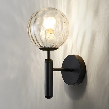 Скандинавските Стъклени топката стенни лампи Креативна хол прикроватное стенни аплици За Преминаване, Коридор, Стълбище, Баня, Led осветление, Огледало