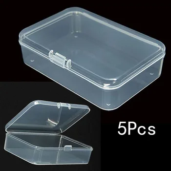 Прозрачна Пластмасова кутия Органайзер за Бродерия Правоъгълен Калъф 5шт За получаване на опаковки за бижута Попечител за съхранение на Здрав