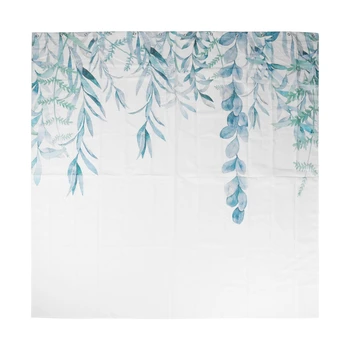 Завеса за душ със зелени листа от градински чай 72x72 инча, Естествени растения, Евкалипт, Органични Ботанически Цветен Декор за баня С плетене на една кука