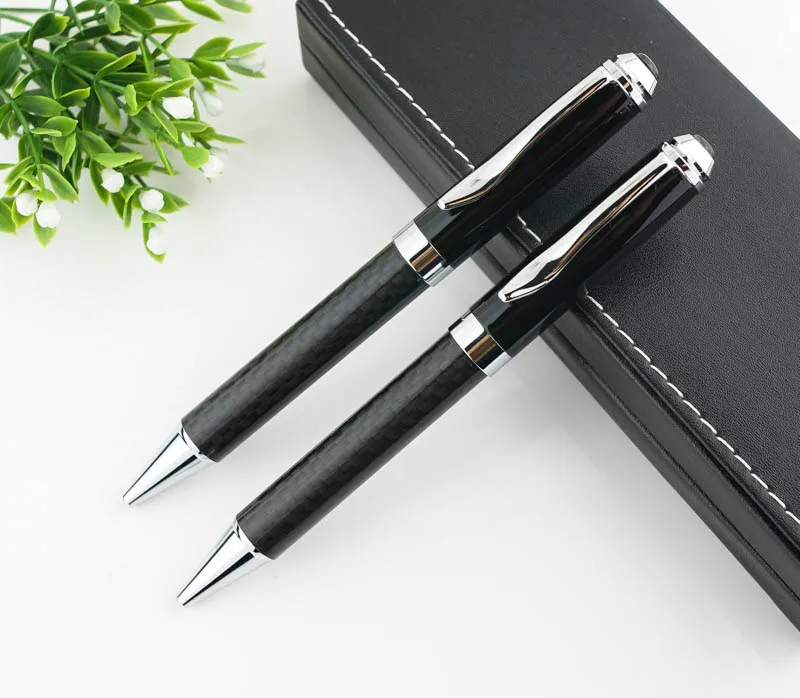 Луксозна химикалка химикалка от въглеродни влакна за подаръци, дръжката е от тежък метал, офис писалка за писане Изображение 0