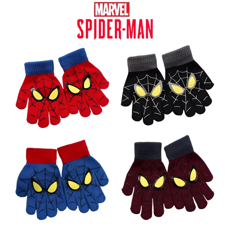 Marvel spiderman Зима 2022 Детски топли ръкавици 5-10 години Мультяшные възли ръкавици, Хубава украса, Коледни подаръци за деца Изображение 0