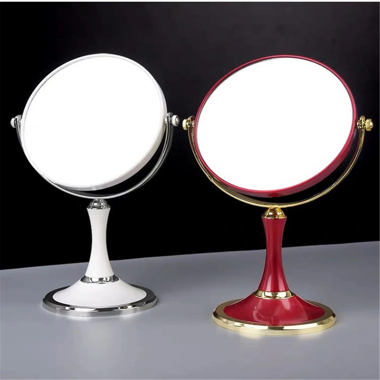 Тоалетно огледало, солидна маса, двустранно огледало за грим в европейски стил в стил ретро, огледало за обличане на принцеси с висока разделителна способност, домашен декор Изображение 0