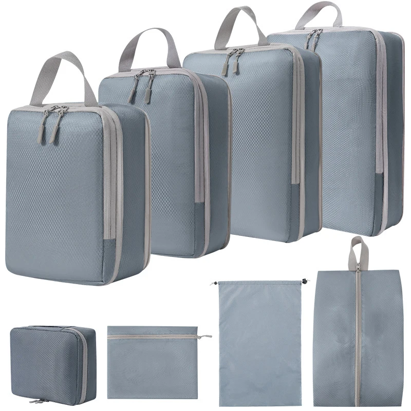 8 опаковъчни кубчета за пътуване, организаторите за багаж с висящи чанта за тоалетни принадлежности, многофункционални пакети за сортиране на дрехи Изображение 0