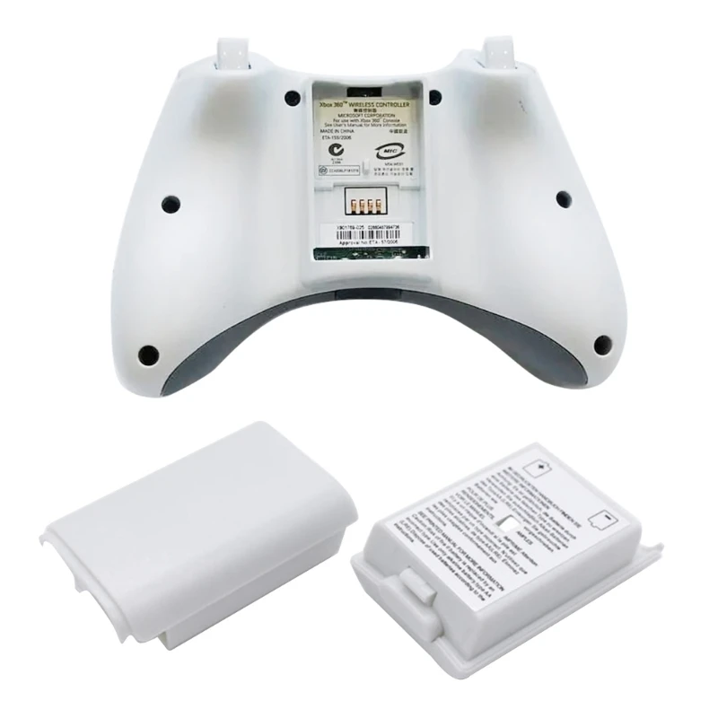 M6CA, черен/бял, подмяна на капака на отделението за батерията, съвместимост с безжичен контролер xbox 360, 1 опаковка, качеството на ABS-материал Изображение 1
