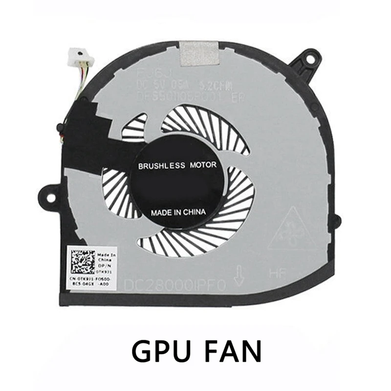 Охлаждащ вентилатор Охлаждащ вентилатор Пластмасови Аксесоари за вентилатори CPU + GPU за Dell XPS 15 9570 008YY9 0TK9J1 Серия DC5V Изображение 1