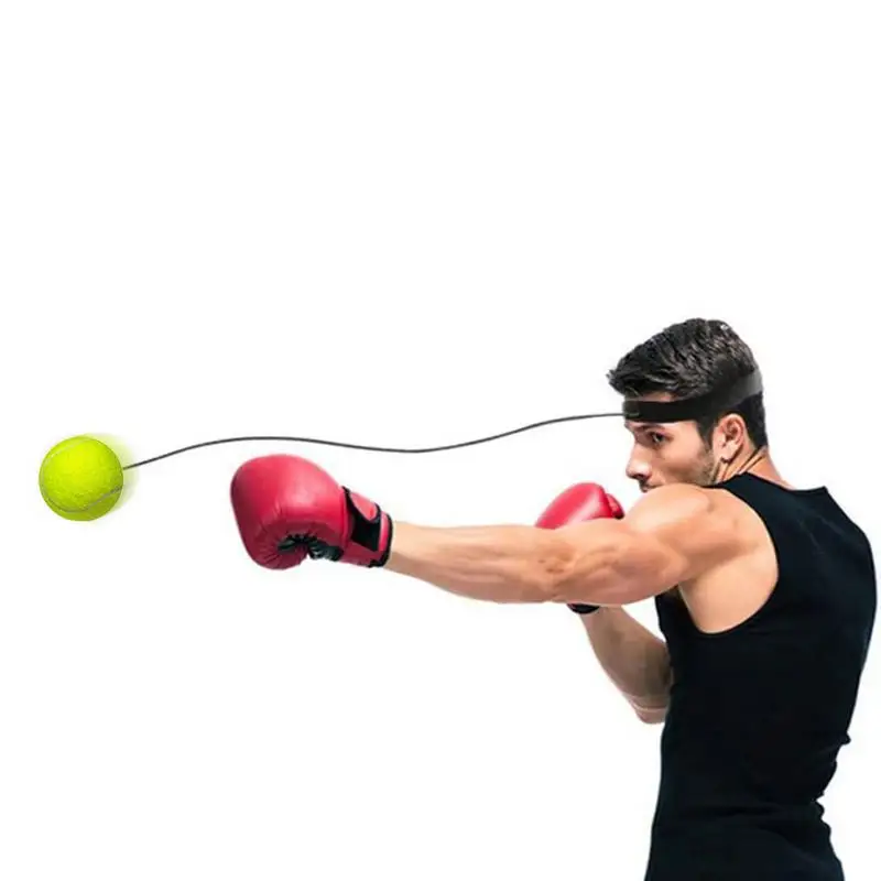 Набор от оголовий с рефлекс топката, тренирующий скорост на пробивания, Носене Набор от топки с еластична лента за глава, тренирующий реакция, който подобрява реакцията на Изображение 1