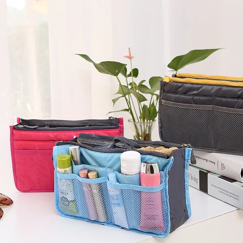 Чанта, подложка, дамски найлонова чанта-органайзер, козметични чанти, Вътрешен чантата за пътуване, Преносим чанта-органайзер за съхранение Изображение 1
