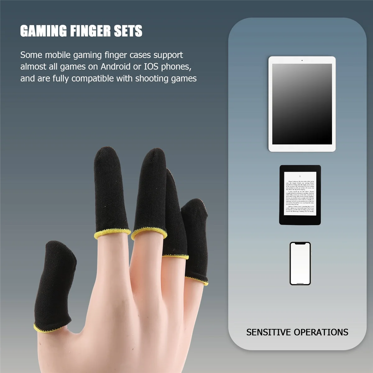 18-контактни накладки за отпечатъци от въглеродни влакна за мобилни игри PUBG, накладки за отпечатъци с пин екран, черно-жълто (12 бр.) Изображение 2