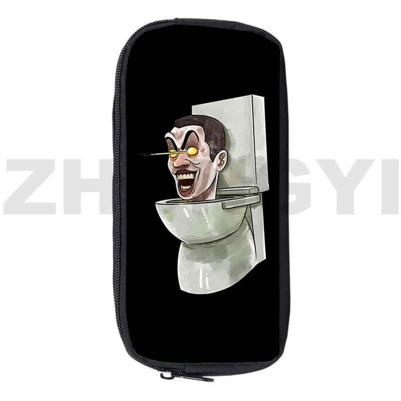 Горещ Skibidi Тоалетка молив случай С 3D Принтом Модерен Платно Калъф За Грим на Големи Студентски Ученически Пособия Skibidi Тоалетни, Козметични Чанти Изображение 2