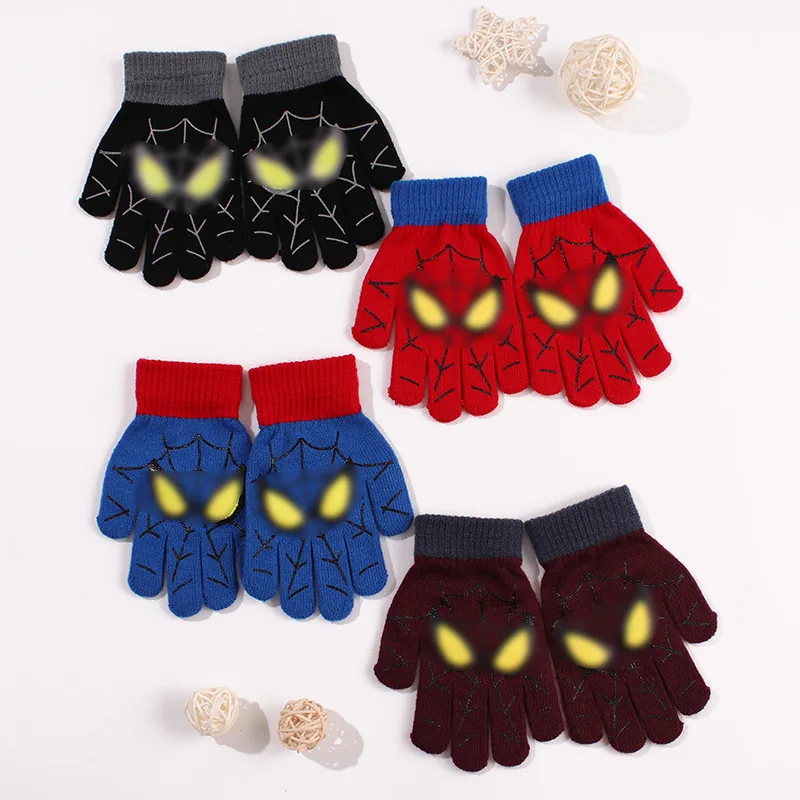 Marvel spiderman Зима 2022 Детски топли ръкавици 5-10 години Мультяшные възли ръкавици, Хубава украса, Коледни подаръци за деца Изображение 2
