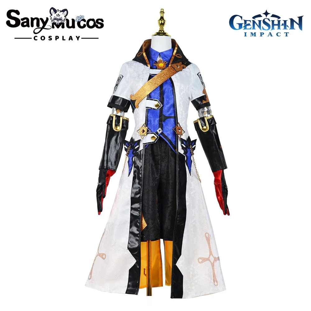 【В наличност】SanyMuCos Genshin Impact Albedo Cosplay костюм, Перука, Определени за Хелоуин Модни униформи Празнична карнавальная дрехи големи размери Изображение 2