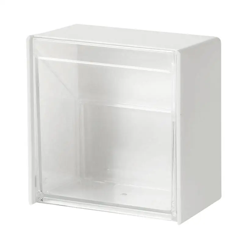 Пластмасови стенни кутии за съхранение Прахоустойчив Органайзер за баня за памучни щеки Лепило за грим Малка кутия за бижута Изображение 2