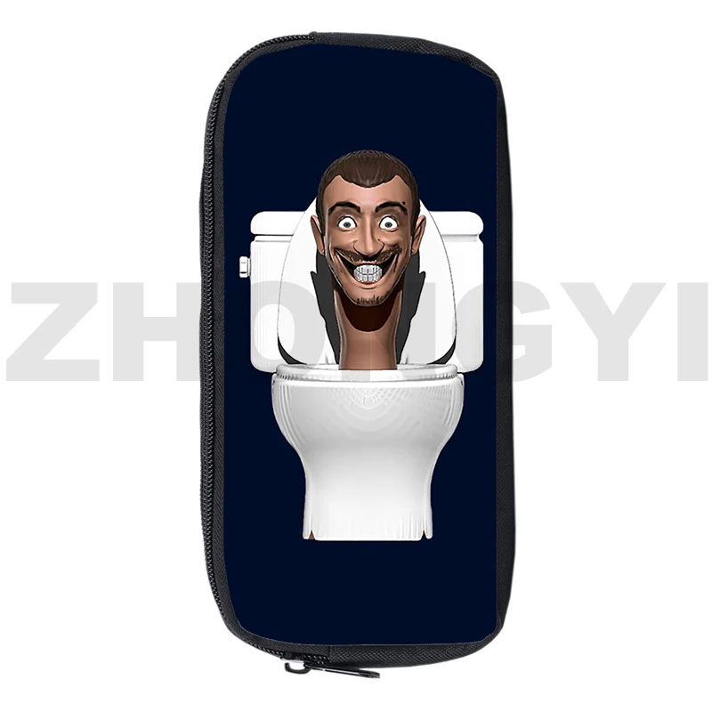 Горещ Skibidi Тоалетка молив случай С 3D Принтом Модерен Платно Калъф За Грим на Големи Студентски Ученически Пособия Skibidi Тоалетни, Козметични Чанти Изображение 3