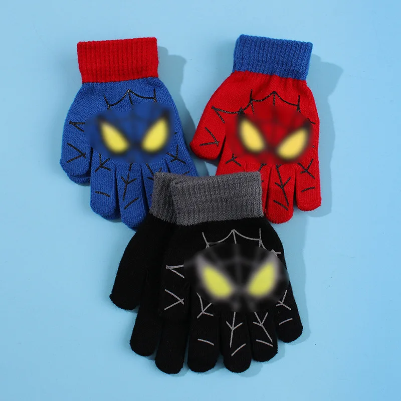 Marvel spiderman Зима 2022 Детски топли ръкавици 5-10 години Мультяшные възли ръкавици, Хубава украса, Коледни подаръци за деца Изображение 3