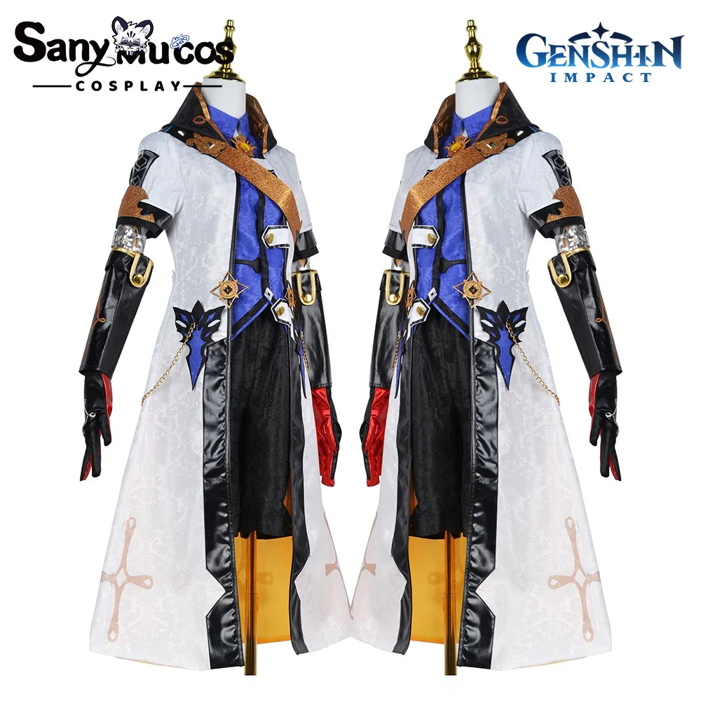 【В наличност】SanyMuCos Genshin Impact Albedo Cosplay костюм, Перука, Определени за Хелоуин Модни униформи Празнична карнавальная дрехи големи размери Изображение 3