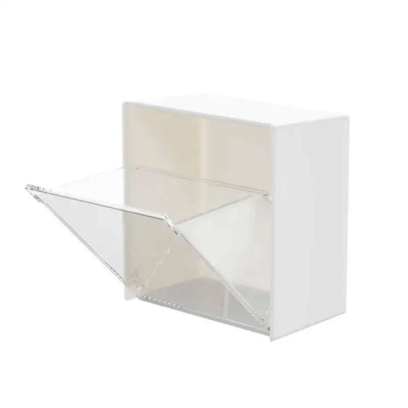 Пластмасови стенни кутии за съхранение Прахоустойчив Органайзер за баня за памучни щеки Лепило за грим Малка кутия за бижута Изображение 3