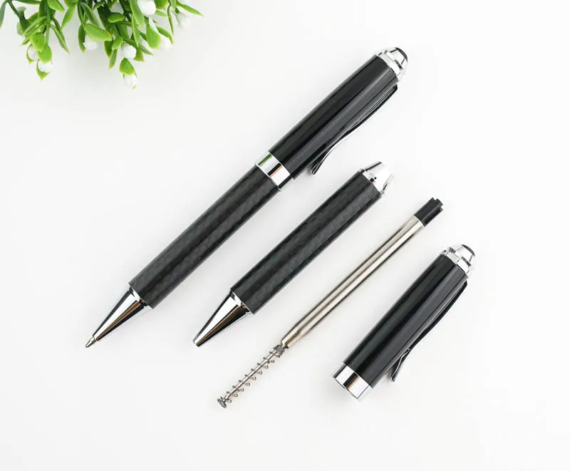 Луксозна химикалка химикалка от въглеродни влакна за подаръци, дръжката е от тежък метал, офис писалка за писане Изображение 4