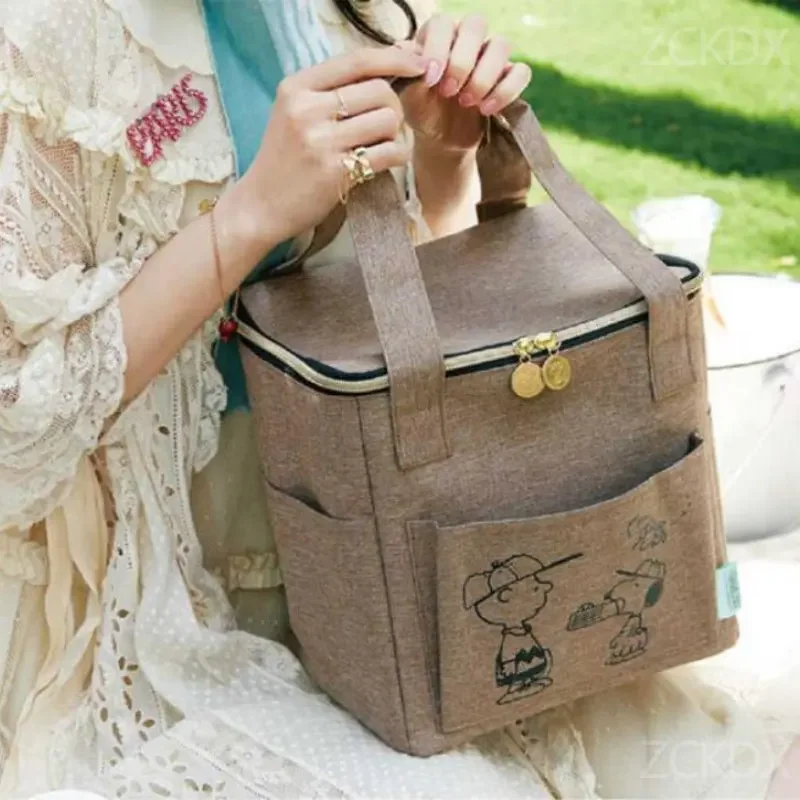 Снупи Чарли Браун Оксфорд чанта за обяд Модерна Анимация Голяма обемът на Мъжки Дамски чанта за Bento Топлоизолационна Чанта за пикник Изображение 4