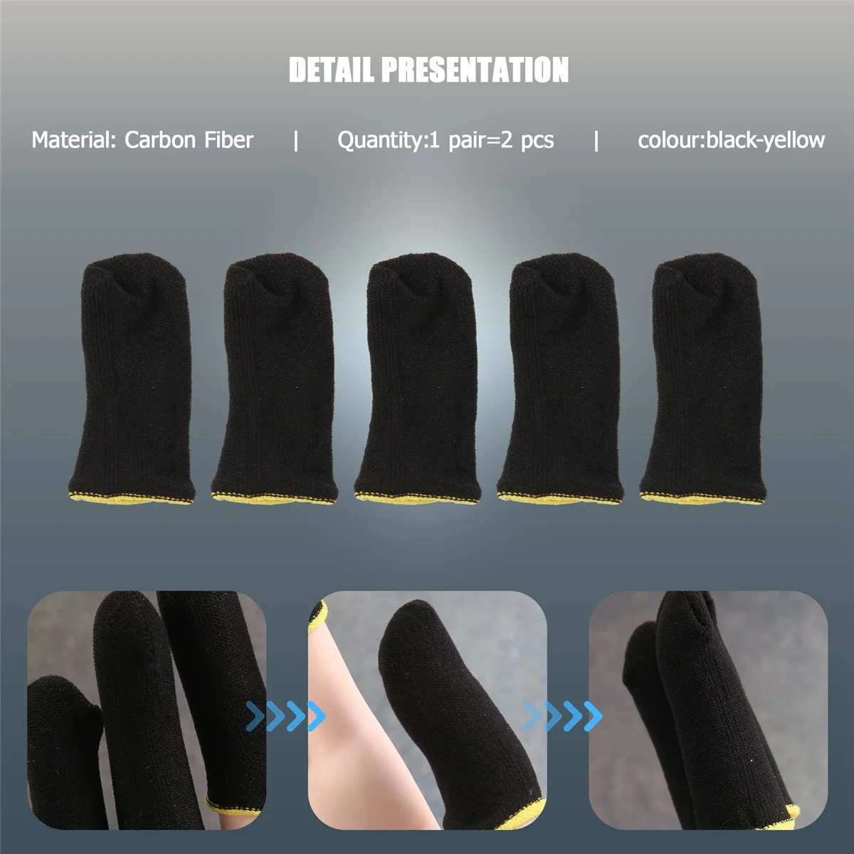 18-контактни накладки за отпечатъци от въглеродни влакна за мобилни игри PUBG, накладки за отпечатъци с пин екран, черно-жълто (12 бр.) Изображение 4