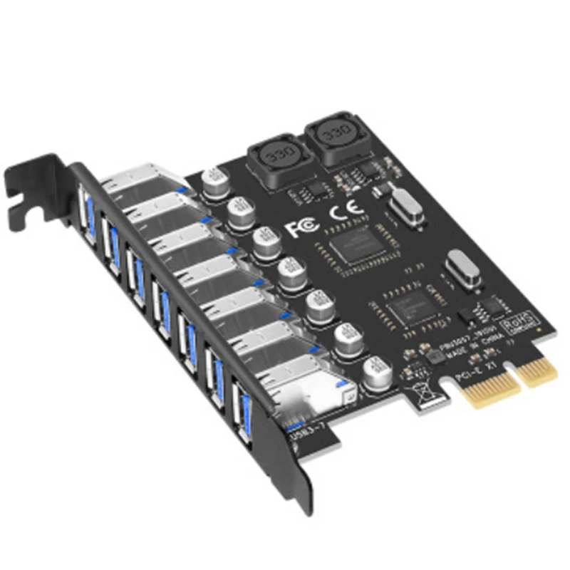 Най-добрите предложения за USB 3.0 PCI Express Адаптер PCI E На 7 Портове USB 3 Адаптер за Разширяване USB3 Pcie PCI-E X1 Контролер Конвертор Изображение 4