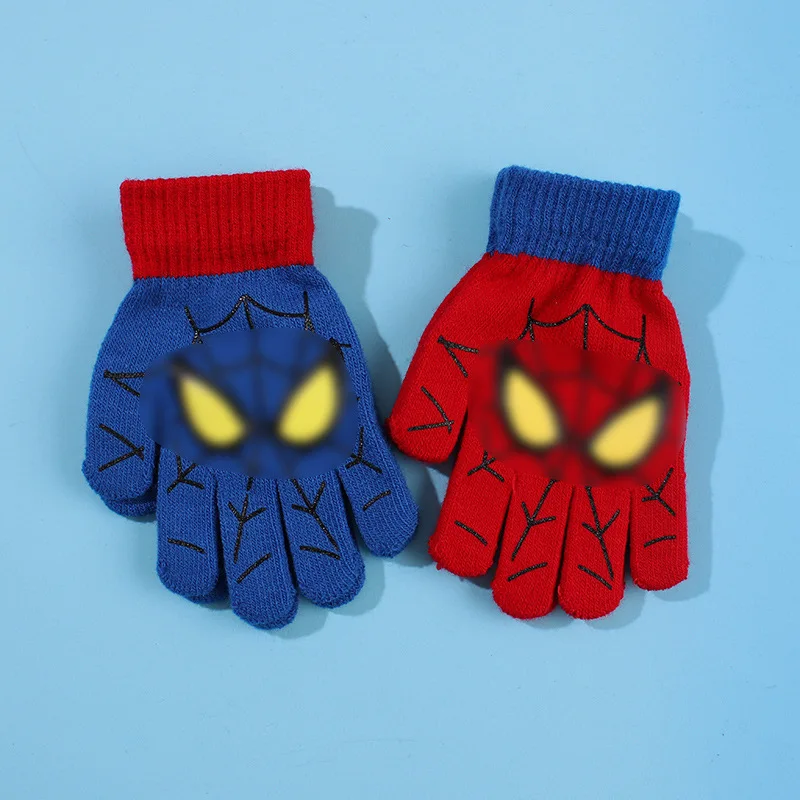 Marvel spiderman Зима 2022 Детски топли ръкавици 5-10 години Мультяшные възли ръкавици, Хубава украса, Коледни подаръци за деца Изображение 4