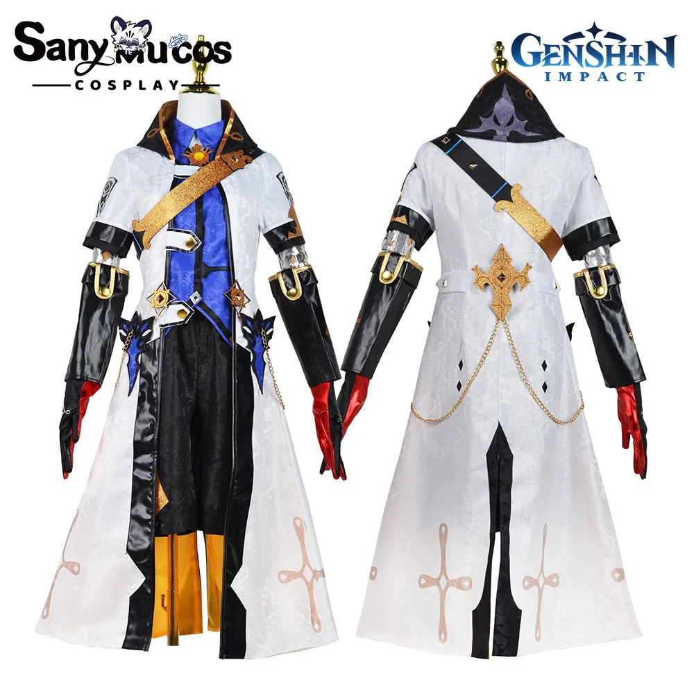【В наличност】SanyMuCos Genshin Impact Albedo Cosplay костюм, Перука, Определени за Хелоуин Модни униформи Празнична карнавальная дрехи големи размери Изображение 4