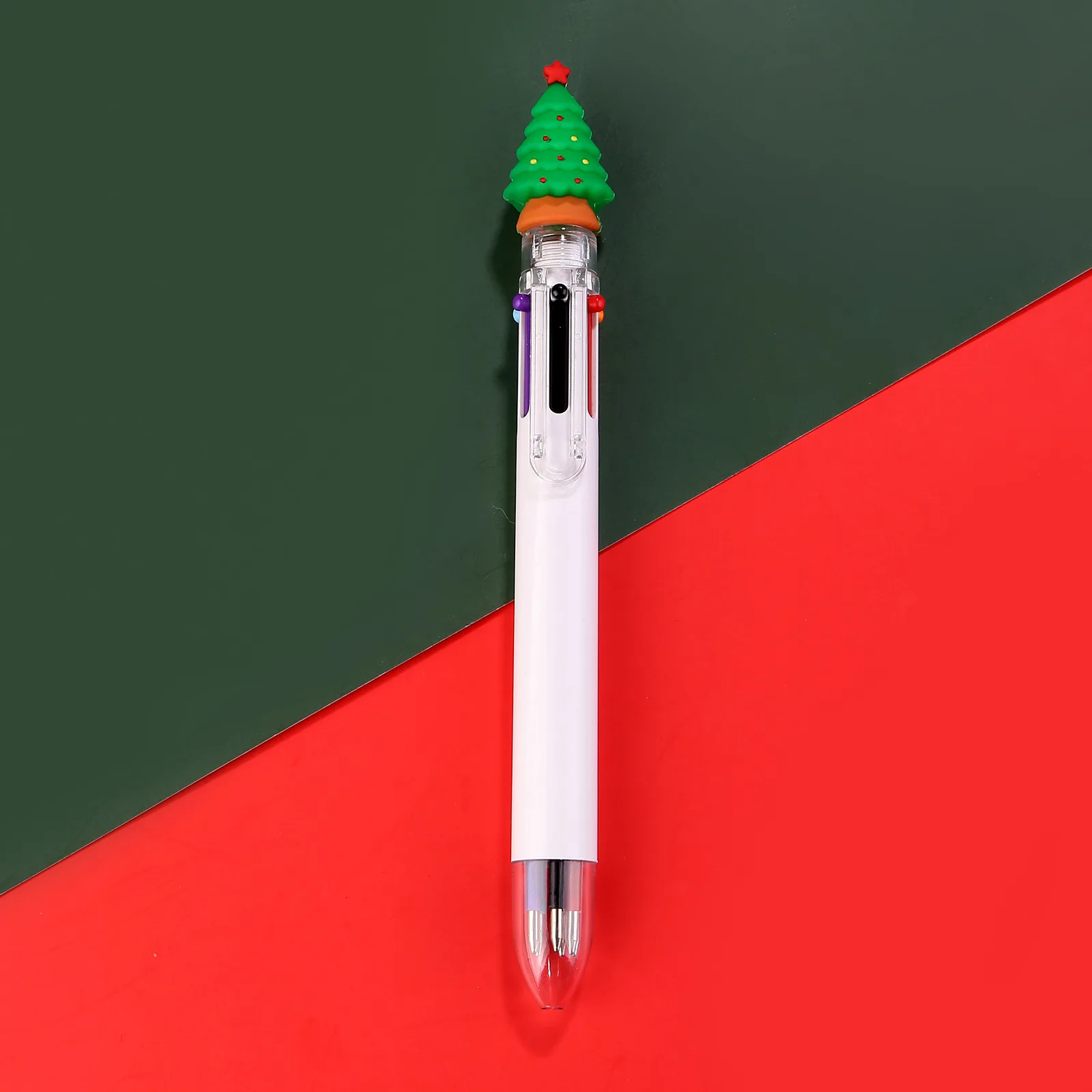 7шт Коледна 6-цветен Прибиращ Химикалка писалка с Анимационни Дядо Коледа и Лосем, Разноцветни Химикалки, Офис-Канцеларски материали, Ученически принадлежности, Подаръци Изображение 5