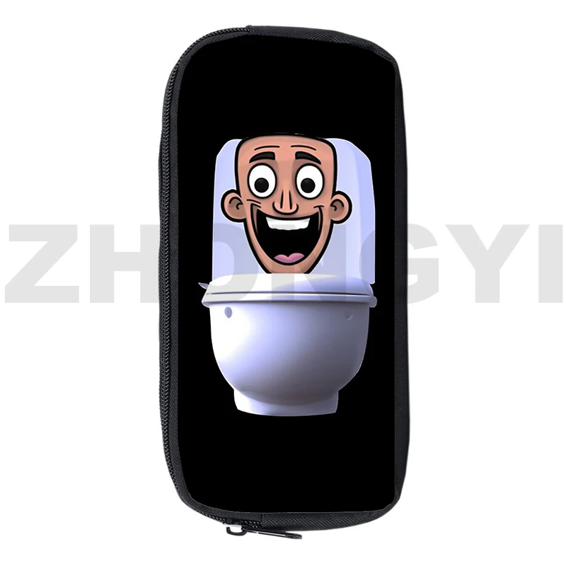 Горещ Skibidi Тоалетка молив случай С 3D Принтом Модерен Платно Калъф За Грим на Големи Студентски Ученически Пособия Skibidi Тоалетни, Козметични Чанти Изображение 5