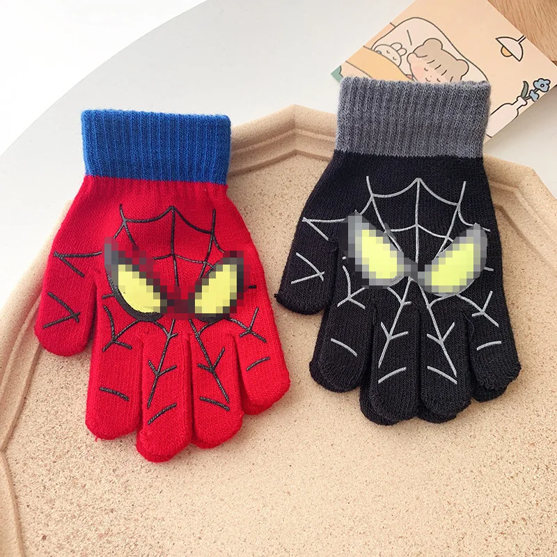 Marvel spiderman Зима 2022 Детски топли ръкавици 5-10 години Мультяшные възли ръкавици, Хубава украса, Коледни подаръци за деца Изображение 5